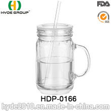 16oz personalizou o frasco de pedreiro plástico livre de BPA com punho (HDP-0166)